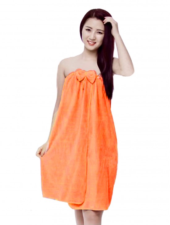 Elasticated Wrap Towel Dress w/ Bow